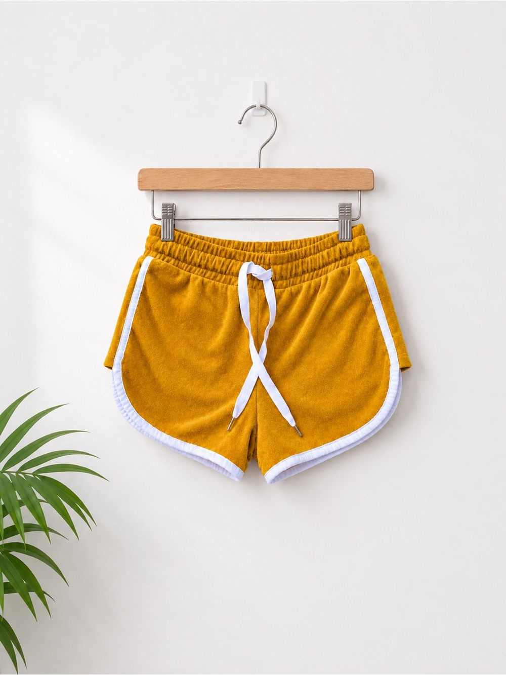 Forever 21 Yellow Terry Lounge Shorts with White Trim dolphin retro vintage vibe